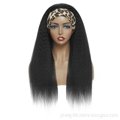 Top Selling New Arrival Human Hair Kinky Straight Headband Wigs Cheap Machine Made Non Lace Wig on Sale